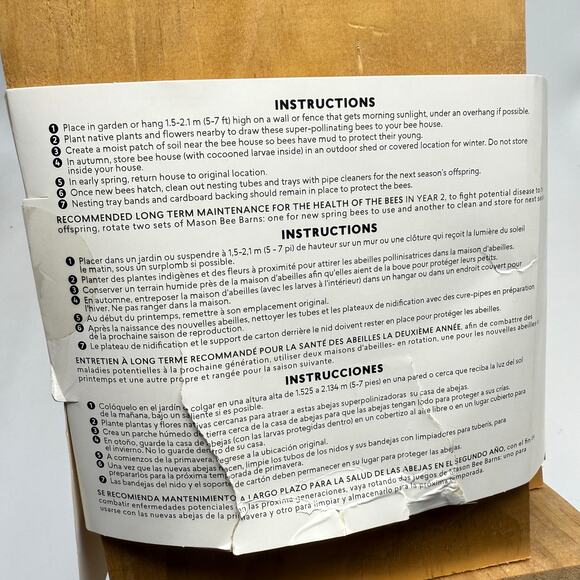 Mason Bee Barn House Butterfly Shelter 14.5” Native Pollinator Garden Wood Cabin - Picture 9 of 11